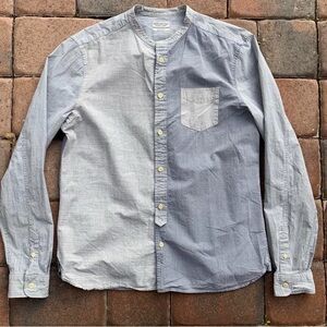 Allsaints Spitalfields Two-Tone Blue Gray Button Down Long Sleeve Shirt